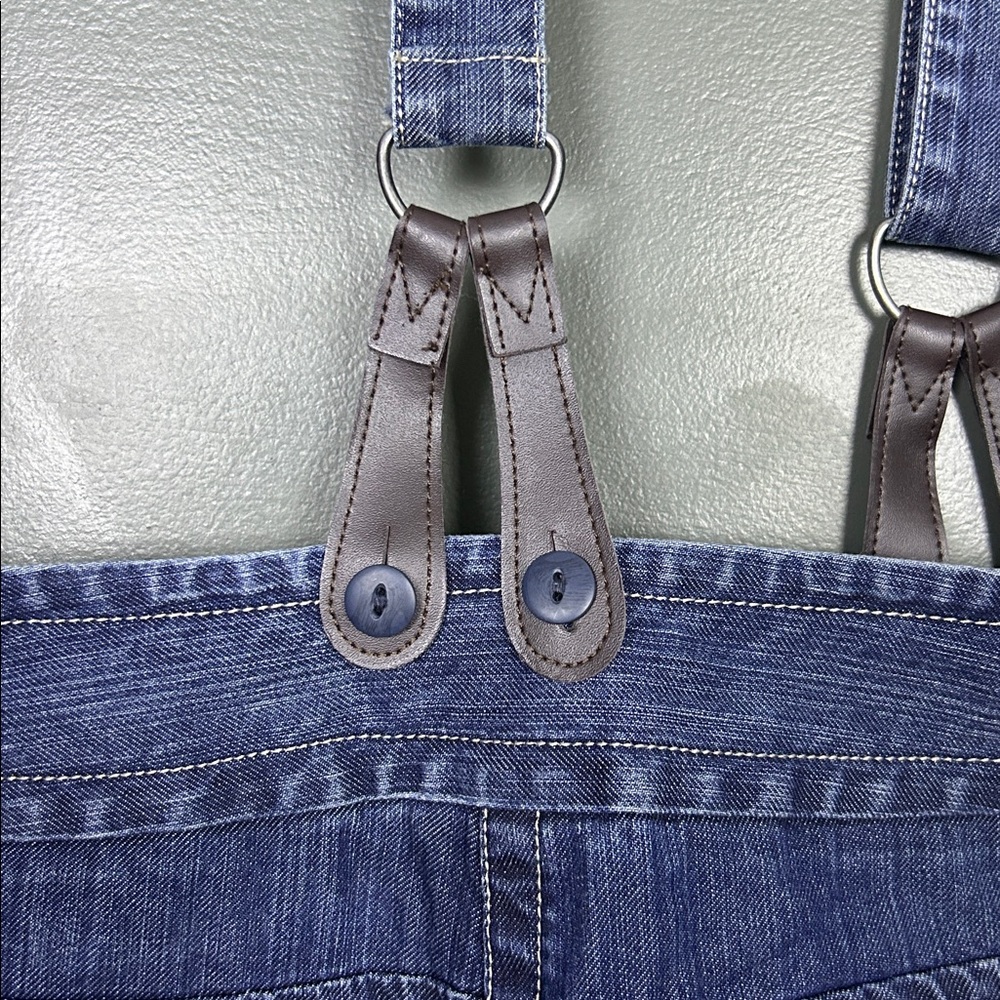 LOFT Light Blue Denim Extra-wide Leg Jeans with Suspenders - Picture 6 of 10